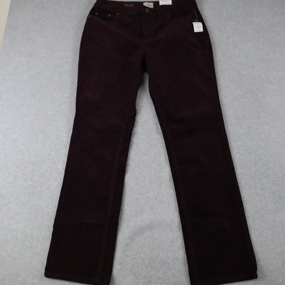 St‎ Johns Bay Pants Womens 12 Straight Leg Corduroy 5-Pocket Jeans Burgundy NWT